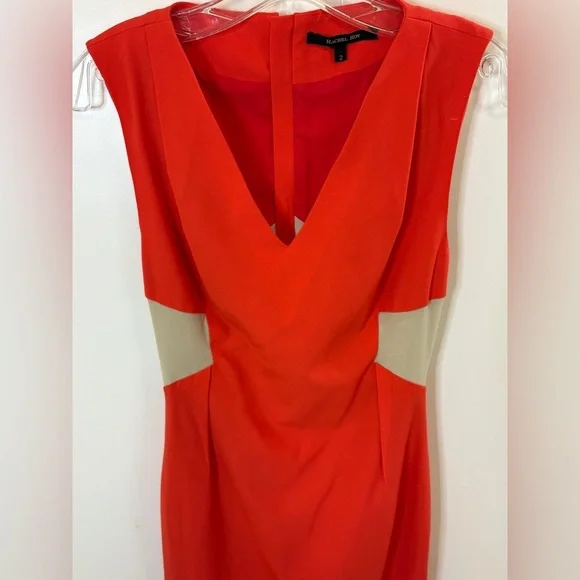 RACHEL Rachel Roy Red Midi Dress with Beige Accents - Picture 3 of 5